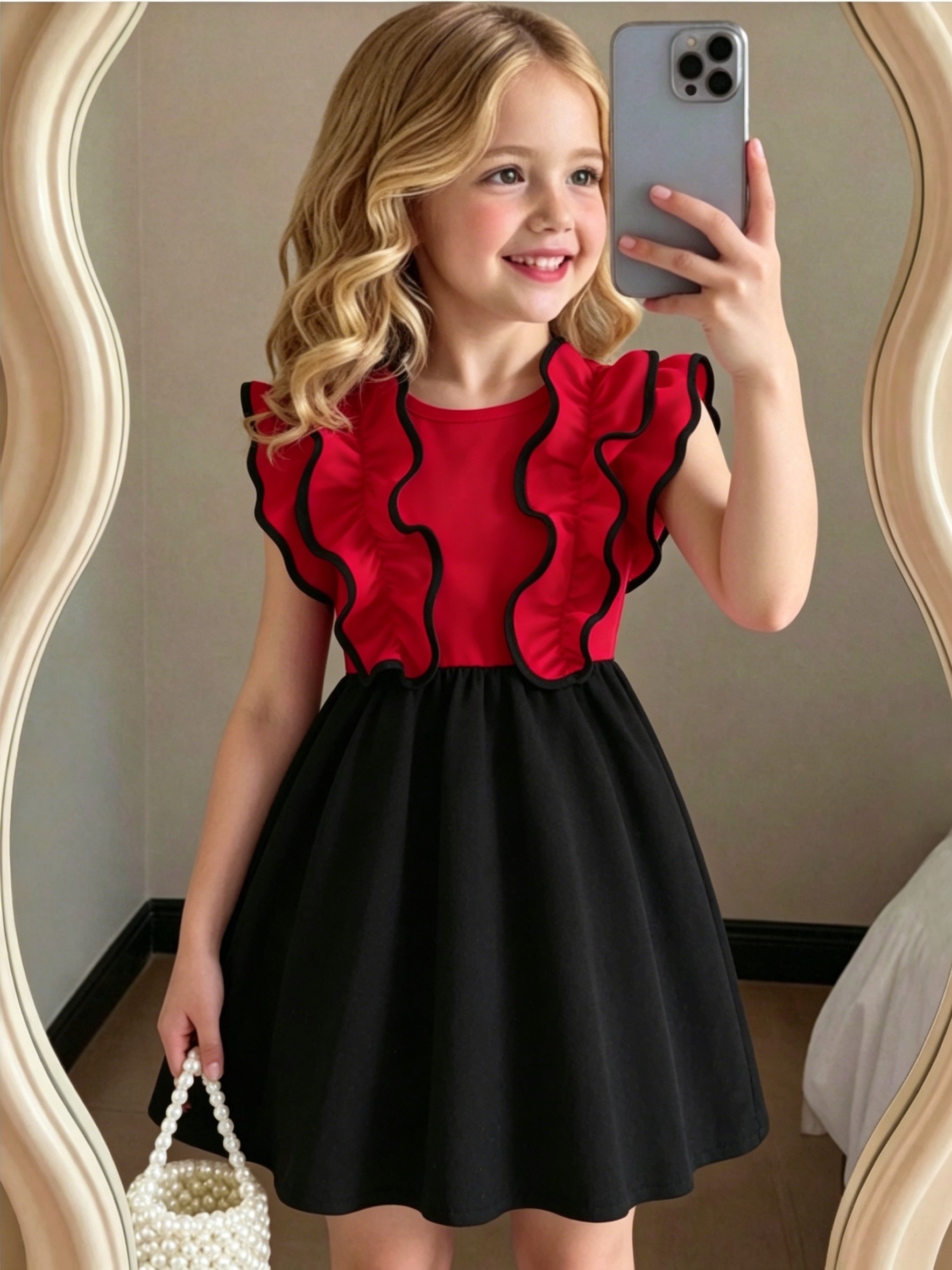 2 7y girls new ss26 fashion double layer lace trim sleeveless soft summer dress hem     round neck straight dress for party dressing prom gown easter dress ss26 trendy style summer clothing