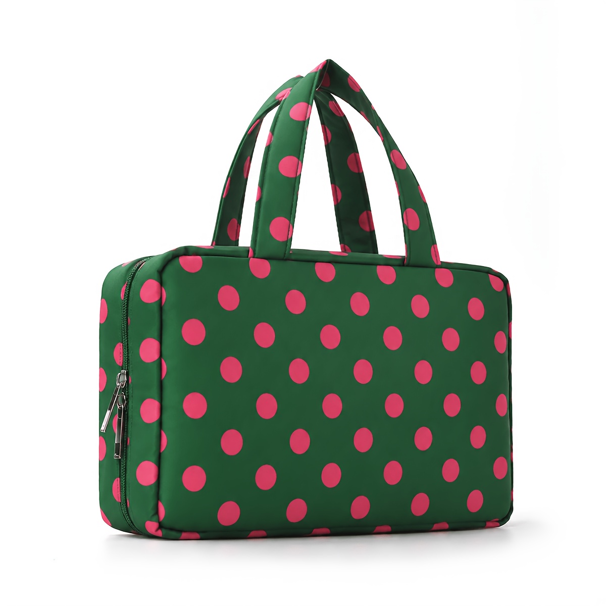TEMU Trousse de toilette et de maquillage multifonctionnelle à quatre volets - Grande capacité de voyage avec fermeture éclair, à pois, adaptée pour