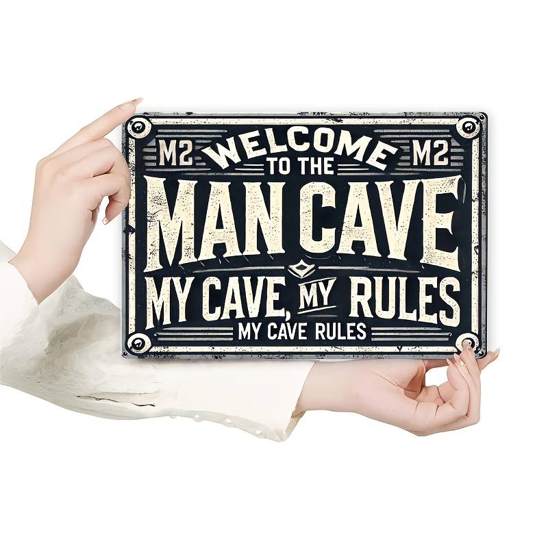 Insegna In Metallo Vintage Con Regole Per La Tana Dell'uomo, Dimensioni 20x30 Cm, Cartello Divertente Con Effetto Arrugginito, Decorazione Per Garage, Bar E Casa