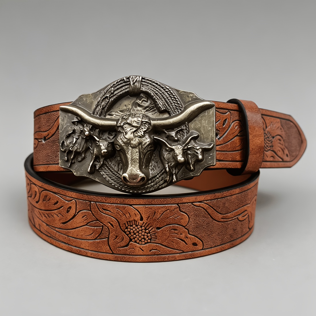TEMU Ceinture Western Cowboy Vintage avec Motif Tête de , Polyvalente pour Jeans, Événements Festifs et Sorties Quotidiennes. Disponible en Marron,