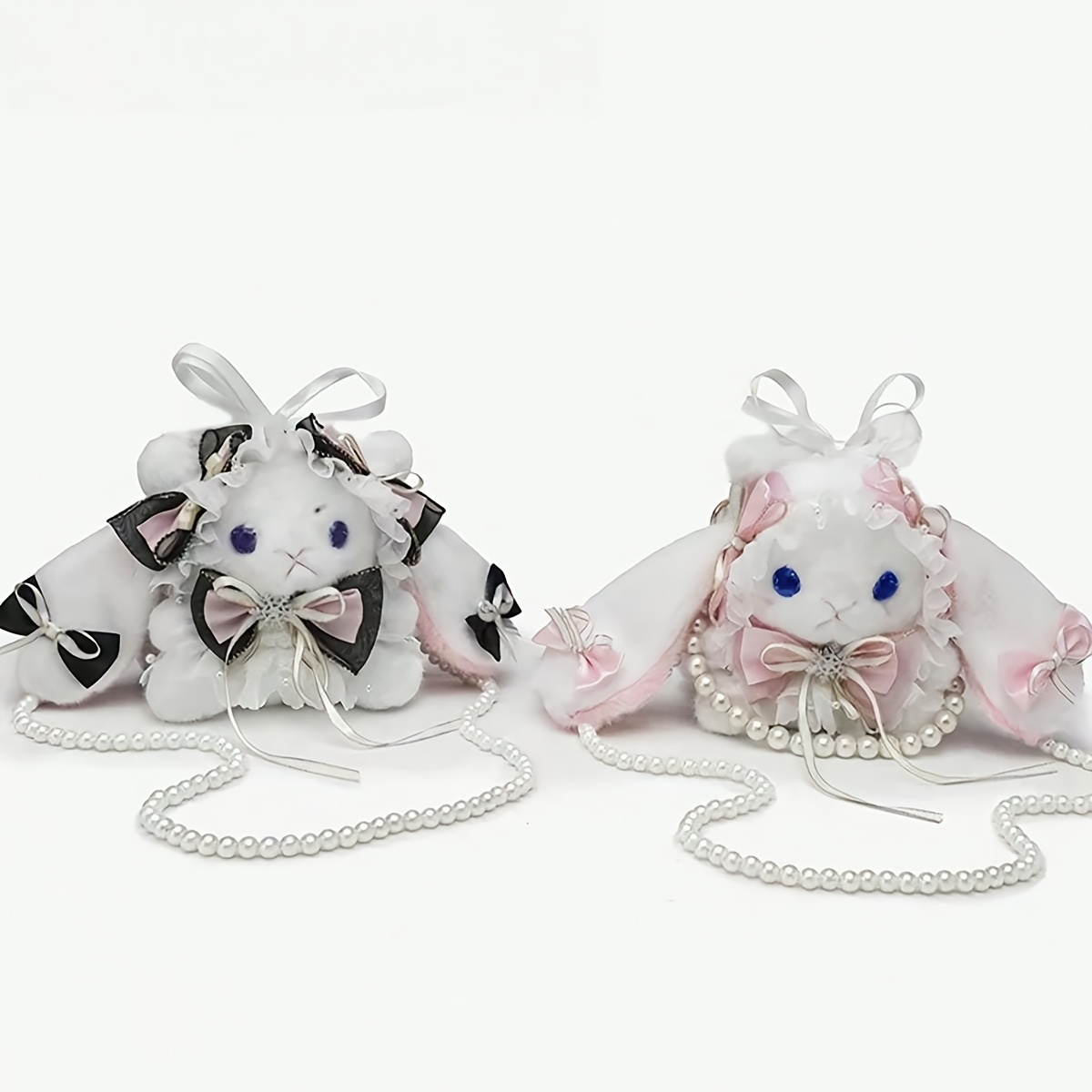 

1pc Fun And Cute Japanese Lolita Style Rabbit Shaped Plush With Bow&pearl Chain Decoration Youth Handbag&crossbody Bag For In Anime Exhibition Activities&lolita Style Decoration&gift