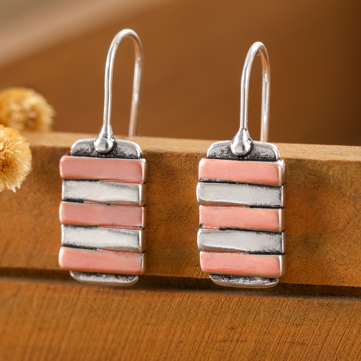 TEMU Minimalistische zweifarbige, quadratische, versetzte, stapelbare Block-Ohrringe für Damen - K-beschichtet, geeignet für , Partys, Urlaub,