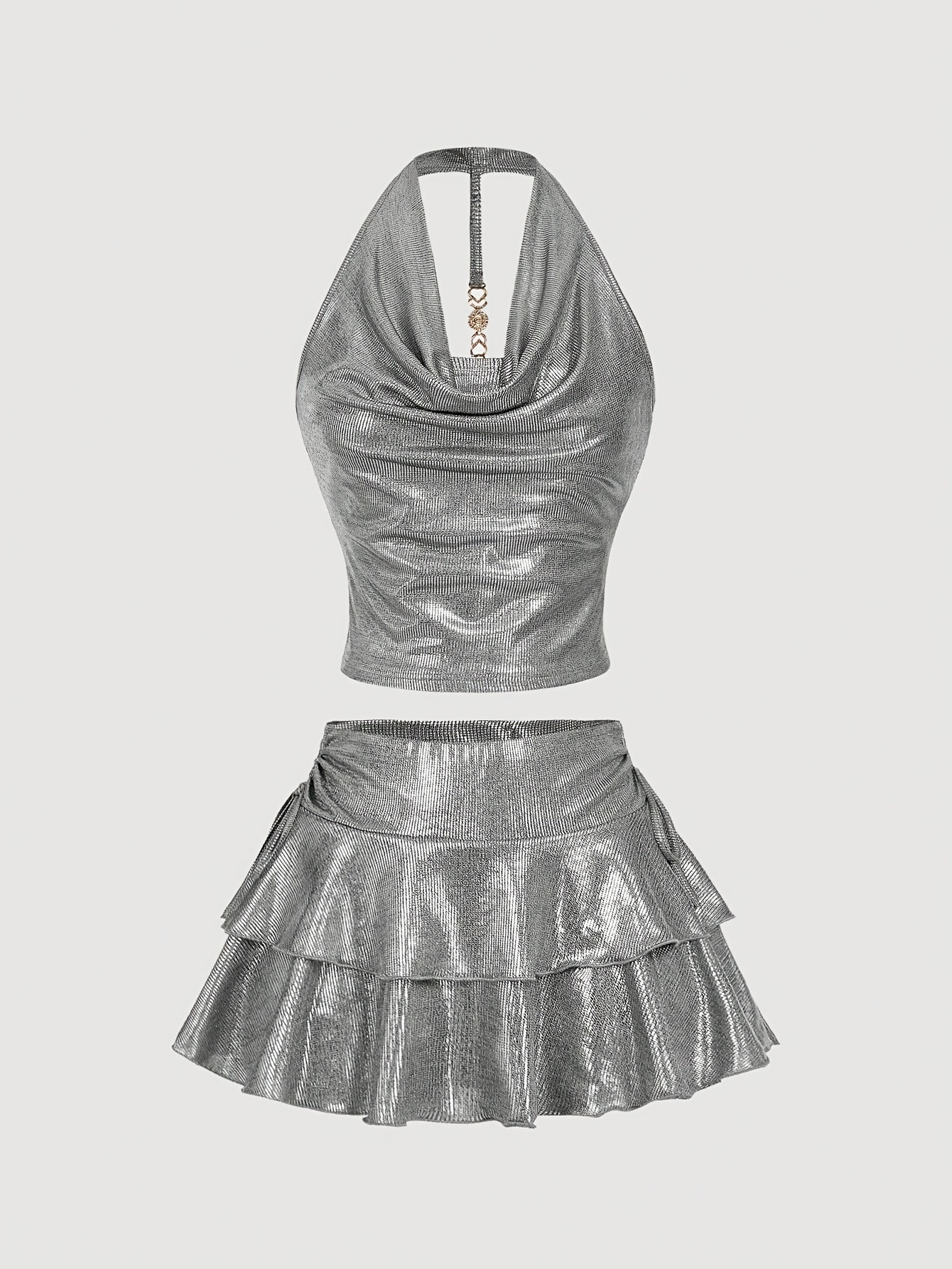 Cyber Hot Silvery  -Fit Ruffle 2pcs Set