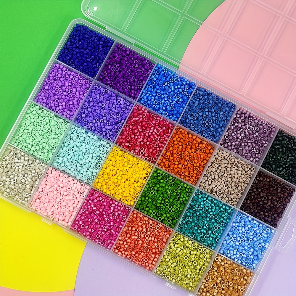 E-shop 10390 Stücke 2.5mm hochwertige Glasperlen in 24 leuchtenden Farben, verpackt, geeignet für Bohemian-, Tschechisch-, - und andere Stile zum