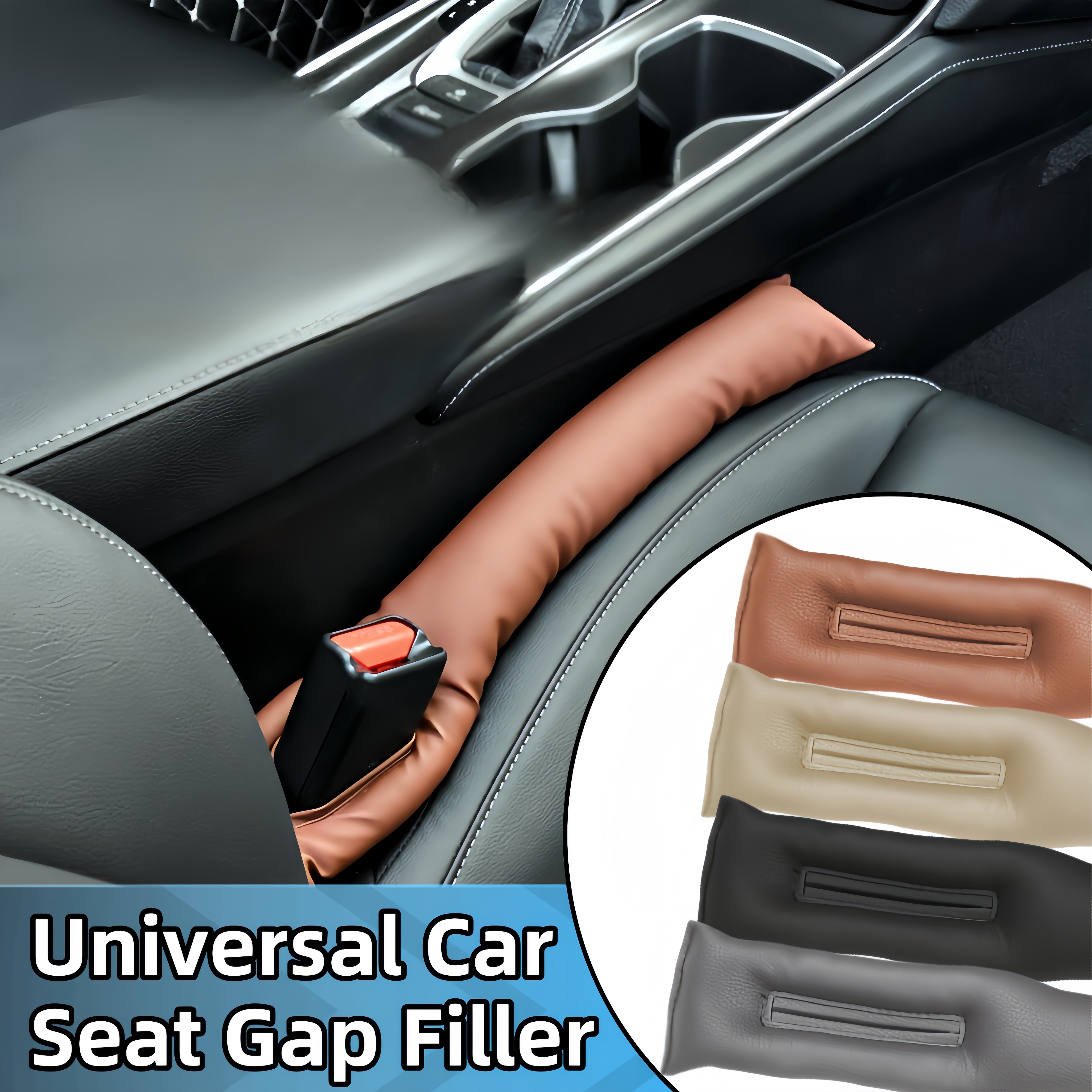 

Universal Car Seat Gap Filler 2 Pack - Pu Leather Interior Sealing Strip For Suv, Truck, And Car - Dirt And Crumb Prevention Accessory - Available In Black, Beige, Light Grey, And Light Brown Colors