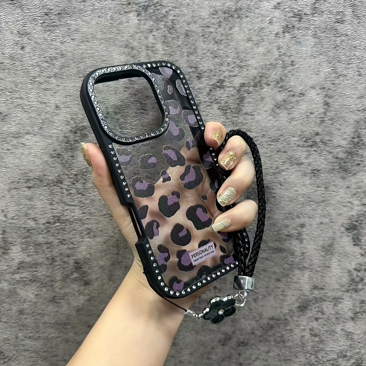 TEMU Étui téléphone : Coque iPhone 16 avec Imprimé Léopard Noir Incrusté de pour Apple 16 Pro Max, Style Créatif 15 Ins, Couple Premium 14/13