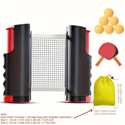 portable table tennis training set including retractable net 2 paddles 6 balls and drawstring storage bag for indoor outdoor practice