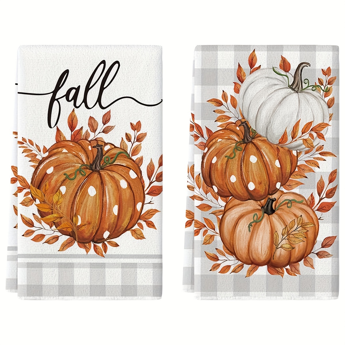 

Modern Microfiber Dish Towels Set – 2/4 Pack Machine Washable Super Absorbent Kitchen Towels With Pumpkin Print – Fade-resistant Knit Fabric Dish Cloths For Fall Decor