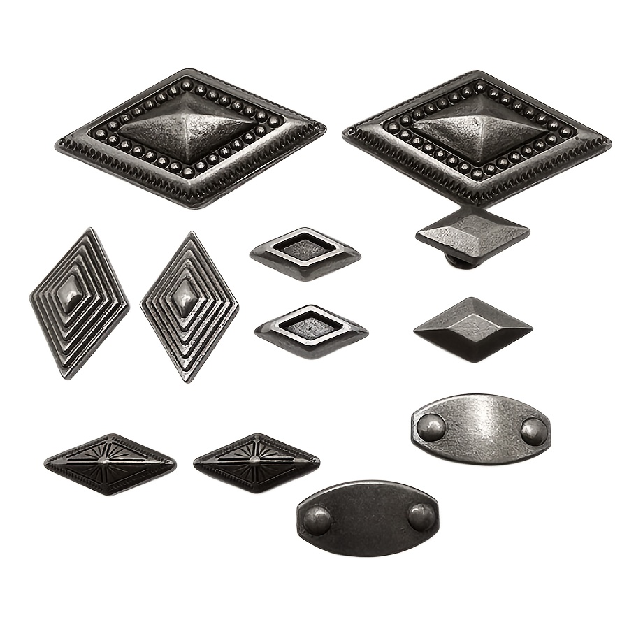 TEMU A Set Includes 12pcs Vintage Silvery Rivets, Alloy Diy Craft Accessories With Exquisite Design, Suitable For Faux Leather And Textile Projects