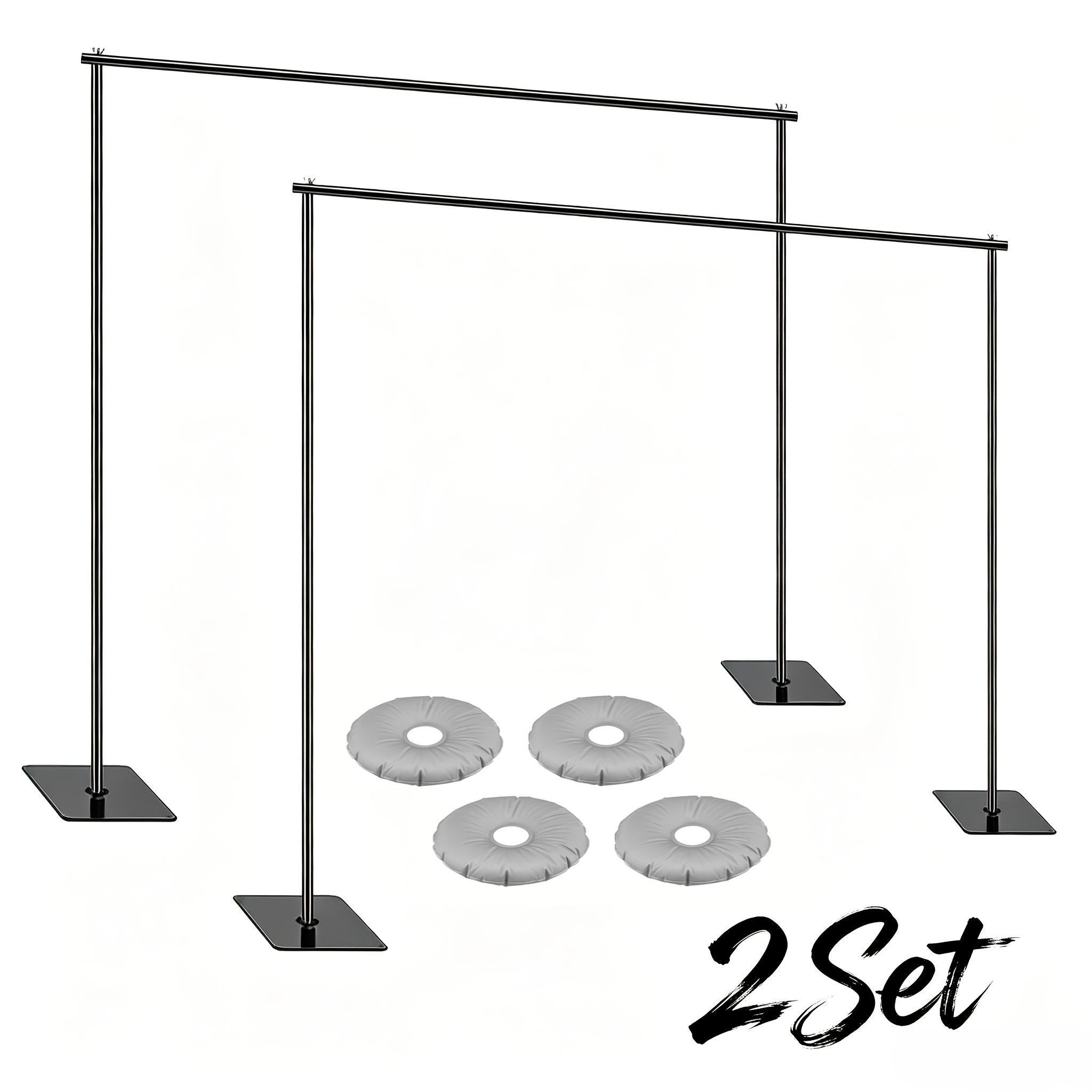 TEMU 2 Sets Of 10x6.5ft Backdrop Stands, Adjustable Black Metal Pipe And Drape Kits For Photography, Wedding, Birthday Party, Photo Booth, Christmas