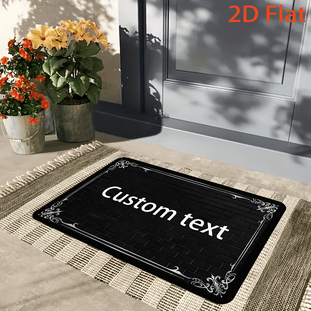 TEMU A Custom Text Pattern Non-slip Mat, Personalize Your Text And Brick Pattern Carpet, Soft And Durable, Unique Entrance Rug, Made Of Flannel