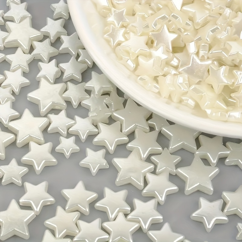 100pcs 10mm White Star Acrylic Loose Spacer Beads for Jewelry Making