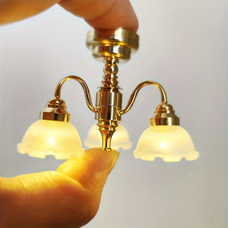 

Fashion Doll House 1:12 Scale Miniature Led Chandelier, Lamp Decor, Suitable For 14+ - Dollhouse Collectible Lighting Accessory