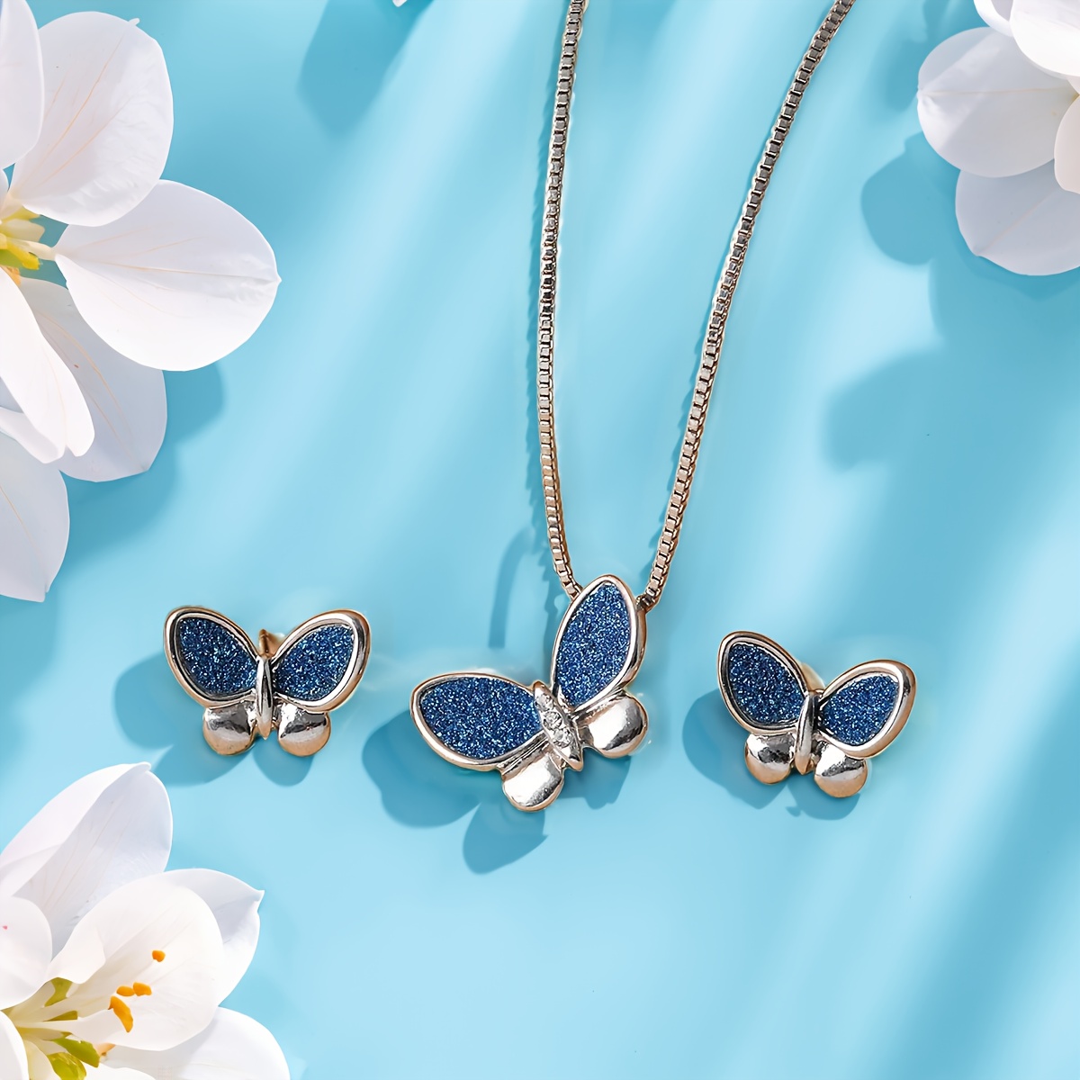 TEMU 3pcs Pendant Necklace And Earrings Jewelry Set, Made Of High-quality Alloy With Drip Glaze, A Unisex Accessory Gift Suitable For Birthdays And