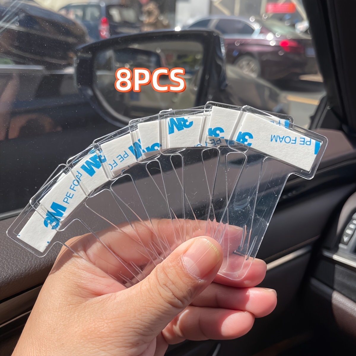 TEMU Juego de 8 piezas de porta boletos de estacionamiento y de almacenamiento transparente para parabrisas - de almacenamiento para salpicadero de