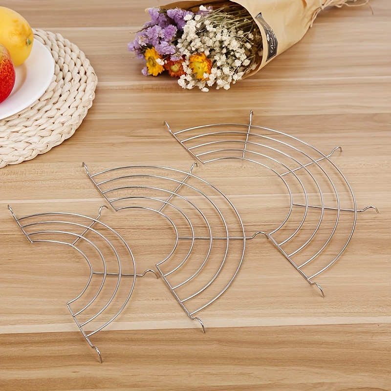 1pc 304 stainless steel semi circular oil draining rack stainless steel semicircle fried food filter kitchen cooling rack shelf for baking cooking grilling kitchen stuff details 5