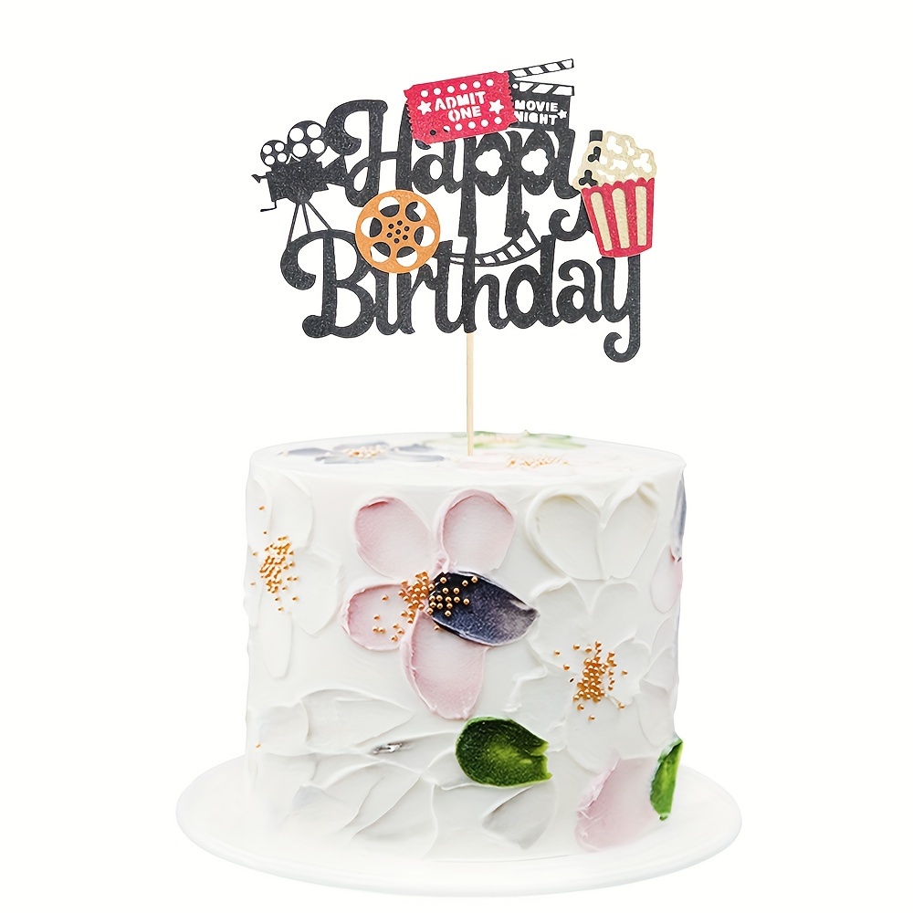 Movie Night Cake Topper Happy Birthday Sign Cake Pick - Temu