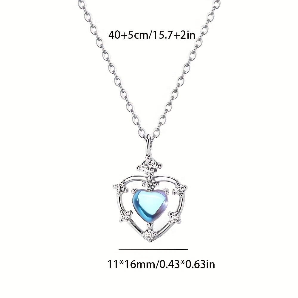 Moonstone Heart Pendant Necklace, Lightweight Collarbone Chain