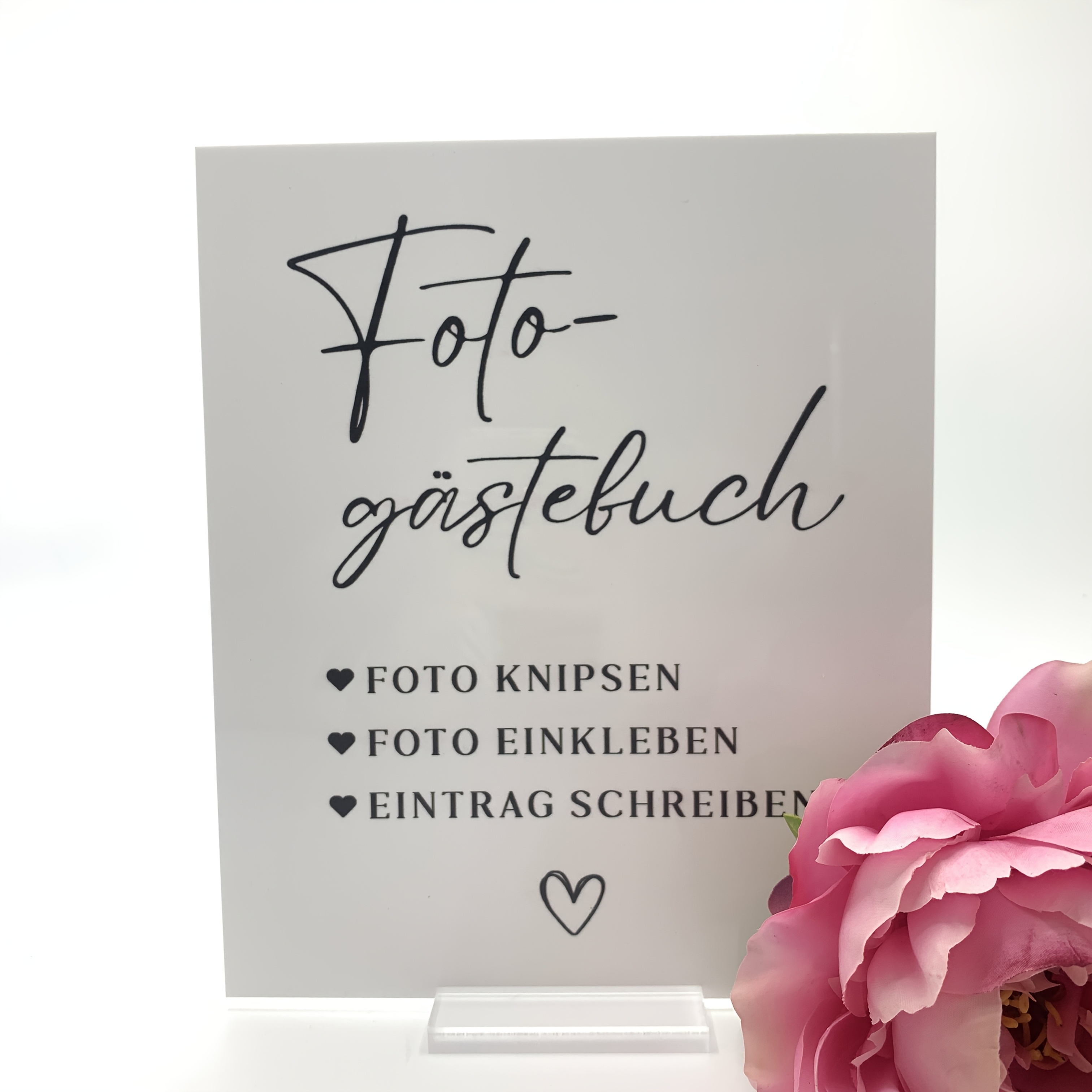 E-shop 2D Flach, Deutsches Foto-Gästebuchschild - Elegante Hochzeits- & Empfangsdekoration mit "Foto Gästebuch" Titel - Großes 7,9x9,4 Zoll