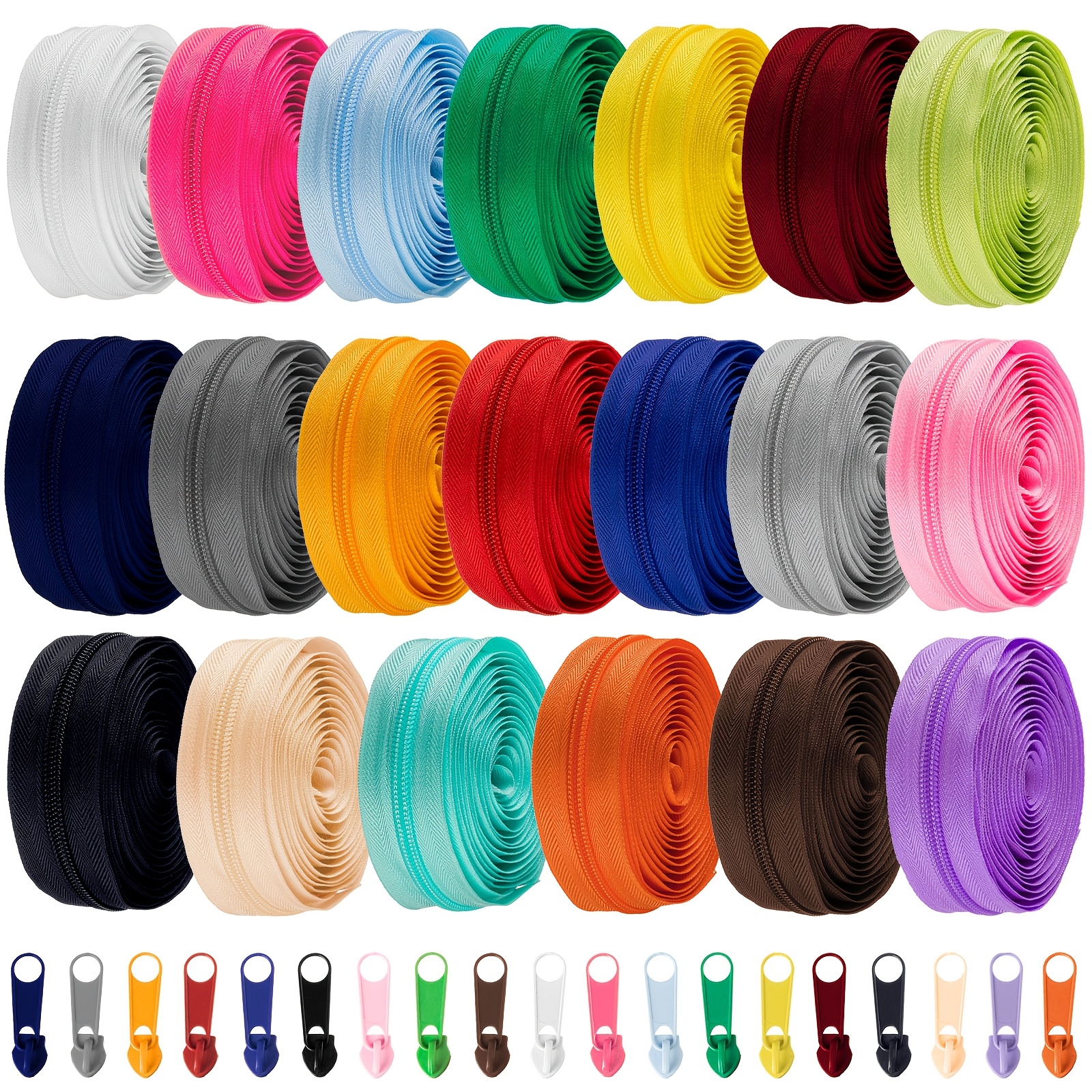 

60 Yards 20pcs Sewing Zippers Bulk #5 Nylon Coil Zippers Assorted Zipper For Sewing With 200 Zipper Sliders For Diy Sewing Crafts Supplies (20 Color)