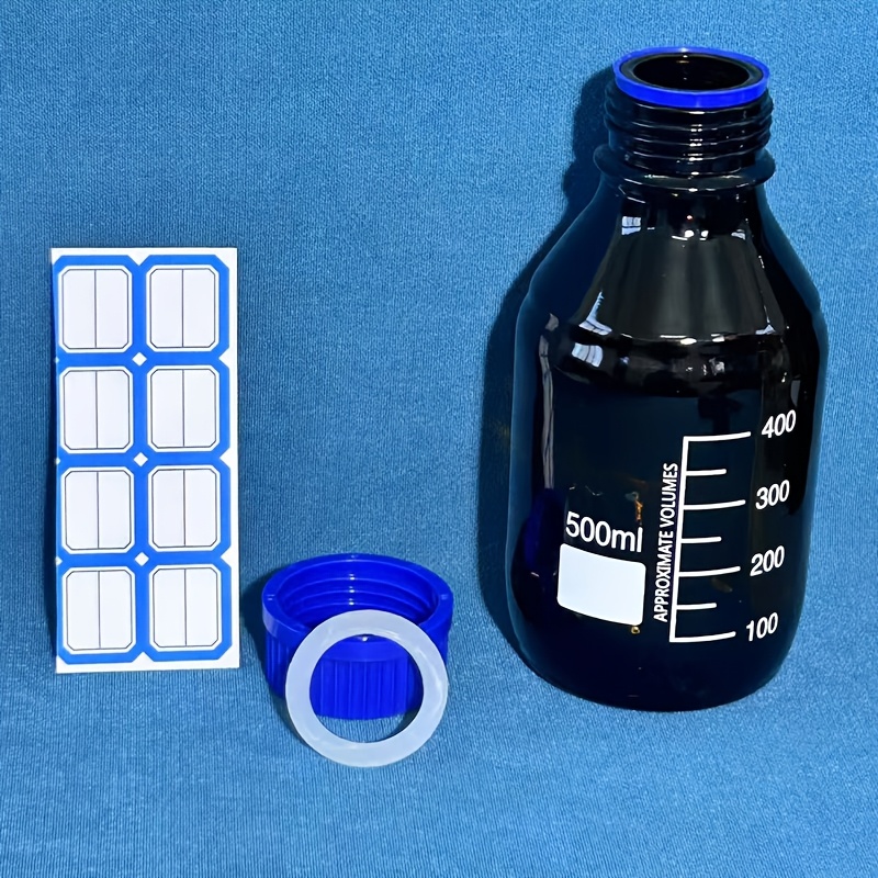 TEMU 2025 New Amber Glass Graduated Reagent Bottle | With Blue Screw And Extra Seal Ring Waterproofing, Various Sizes: 100ml/250ml/500ml/1000ml,