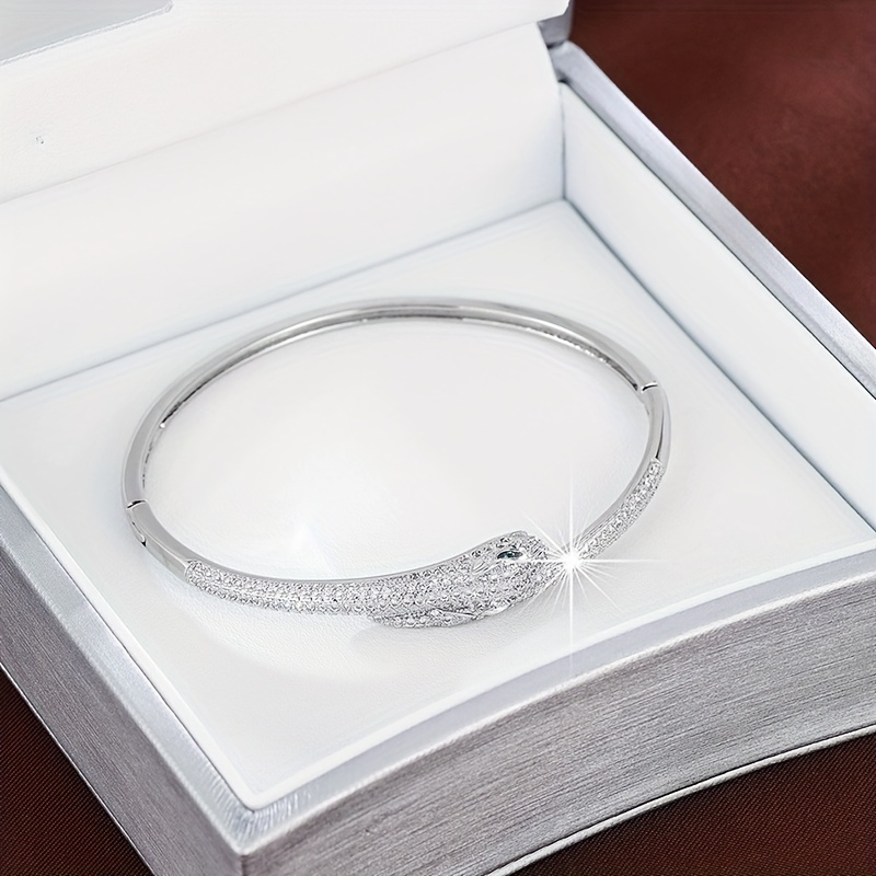 Golden Tone Snake Bracelet with CZ for Parties