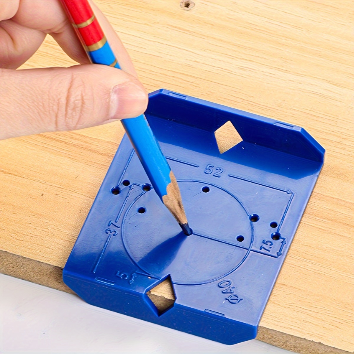 1pc Woodworking Cabinet Door Hinge Hole Locator Jig - Abs Plastic Hinge Drill Guide Template, Manual Non-electric Positioning Tool For Precise Hinge Installation