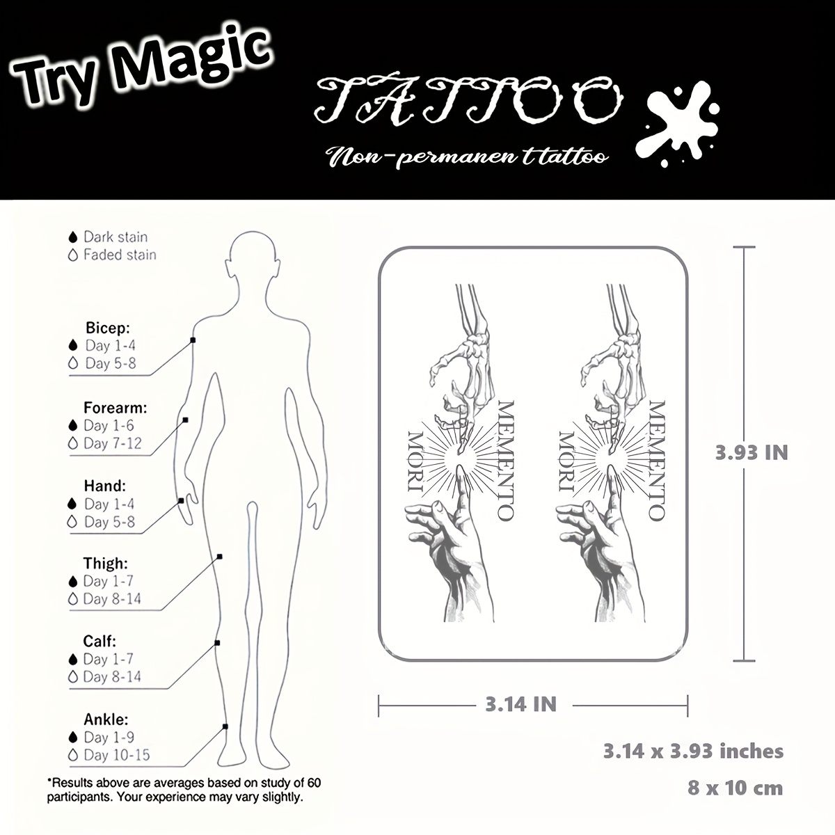 Temporary Tattoo Technology - Hand Of Warning , Natural And Realistic, Ideal For Beginners, Authentic , Waterproof And Easy To Apply, Lasts 1-2 Weeks, Art Experience