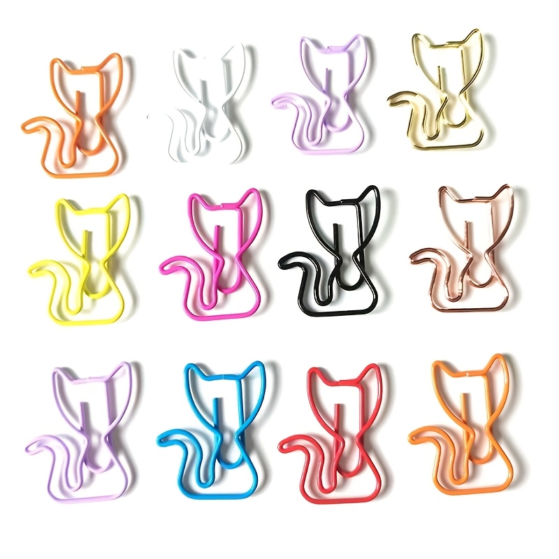 50Pcs Colorful Cat Bookmark Clips - Cute Animal Shaped Paper Clips For Reading