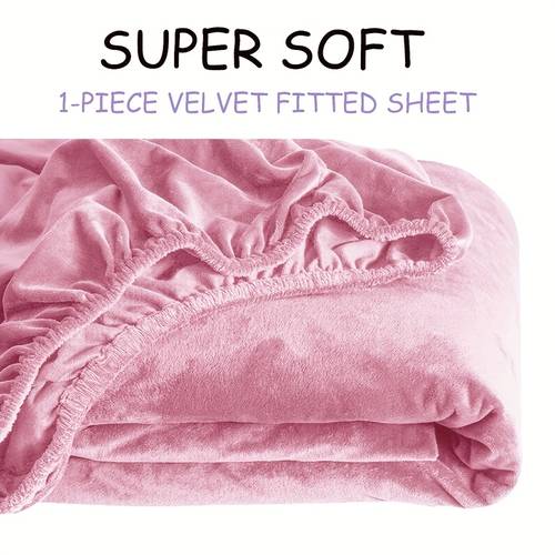 1pc ultra soft velvet fitted sheet with 9 inch pockets reinforced elastic bands cozy coral for cold weather no pillowcase pink elasticized edges