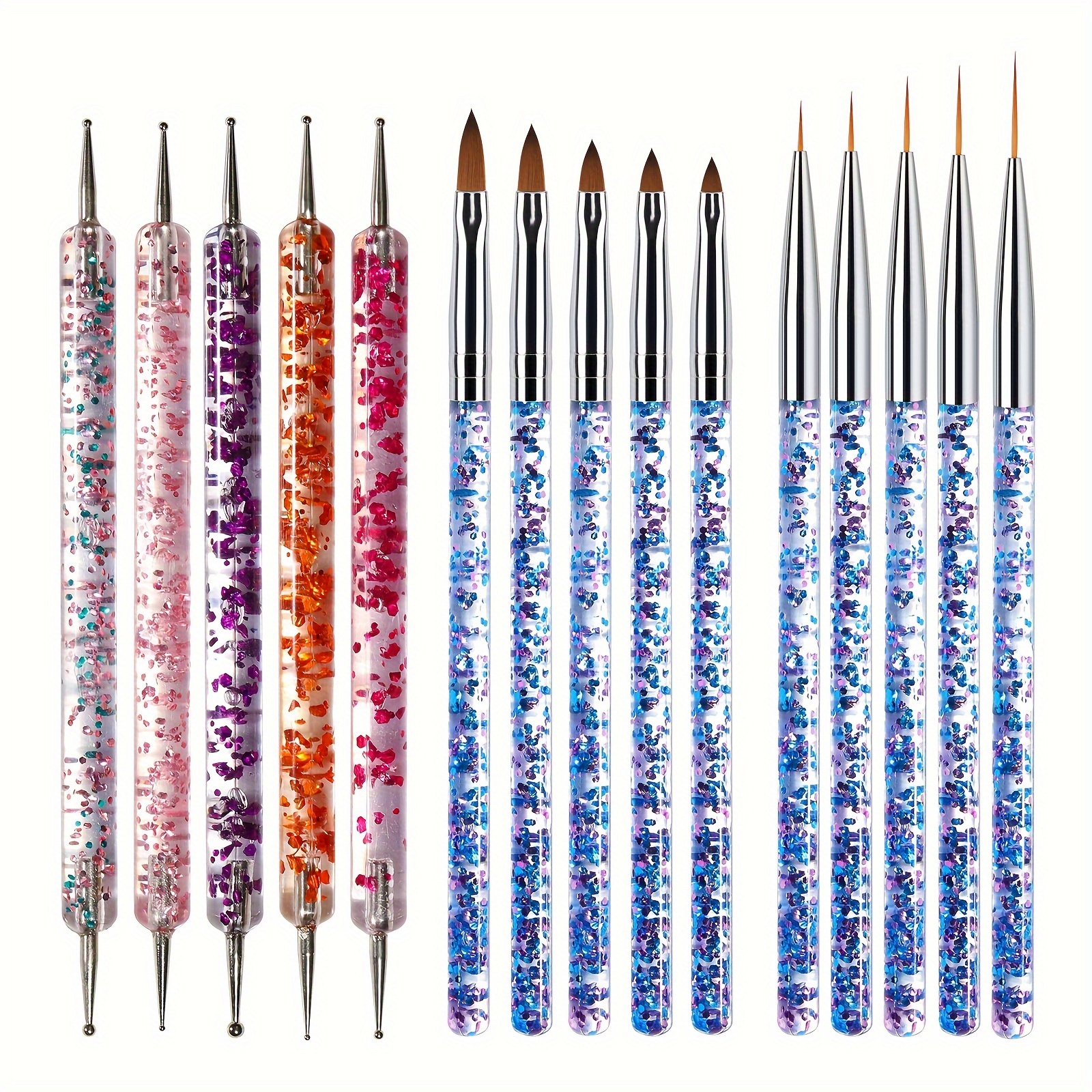 

15pcs Nail Art Brush Set, Uv Gel Polish Painting Carving Tools, Professional Manicure Diy Design Pens, Unscented Deluxe Nail Art Tool Kit