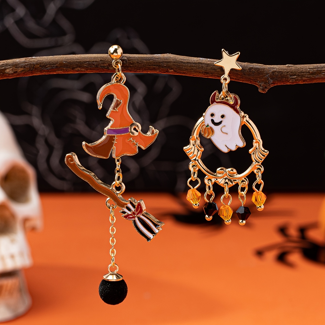 TEMU 1 Paire de boucles d'oreilles tendance et , style vintage Halloween, parfaites pour toutes les tenues
