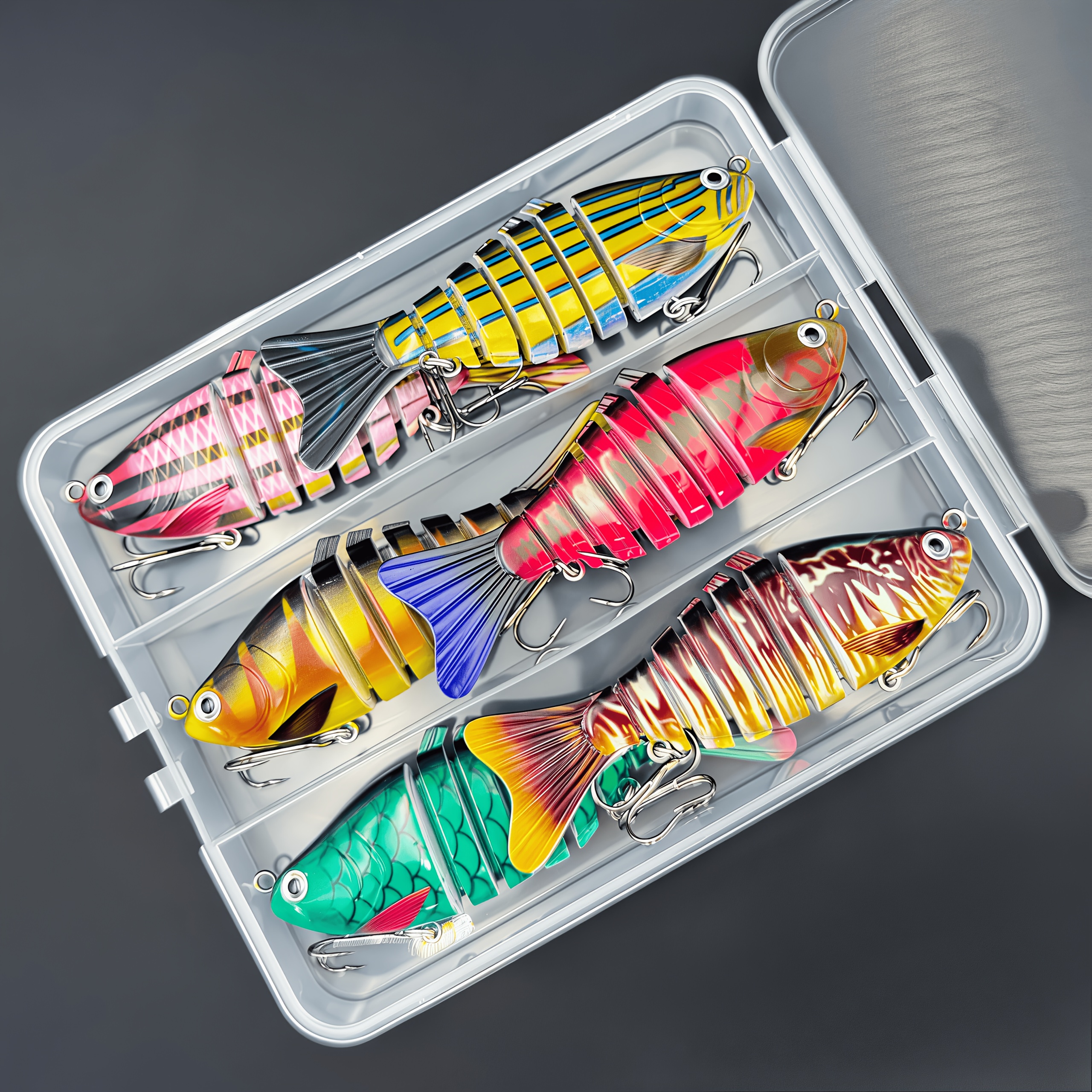TEMU YQCCK Leurres de pêche 6pcs Leurre à coulée rapide Longue portée, Leurre imprimé en 3D coloré Crankbait pour Truite Bar Brochet, Traîne marine