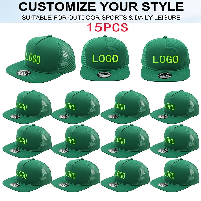 15pcs Personalized Retro Mesh Trucker Hats, Customizable