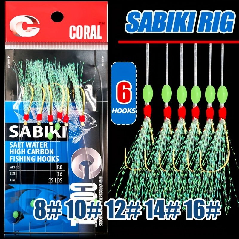 

Takbas 1 Pack Sabiki Rigs, Fishing Flasher Bait Rigs, Glow Fishing Beads, High Carbon Hooks For Freshwater Saltwater