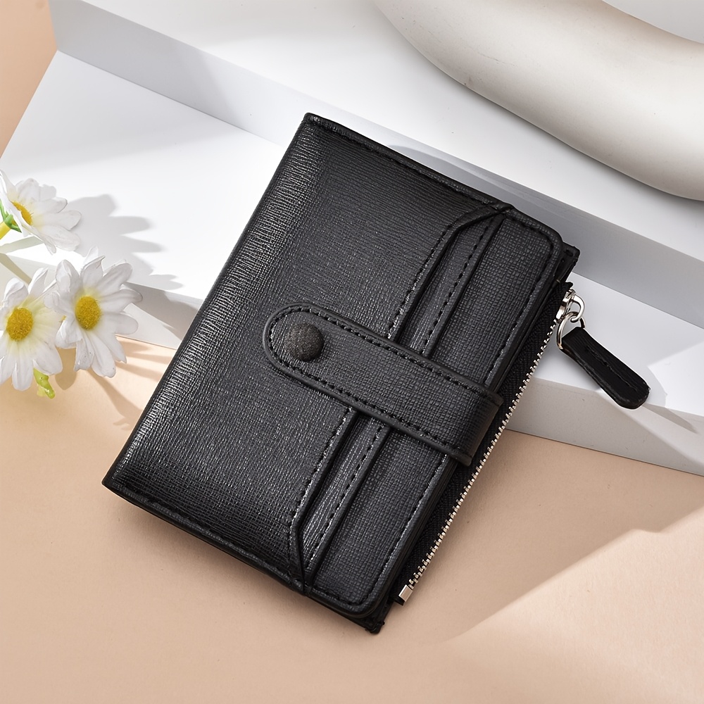 TEMU 1pc Short Vertical Women Wallet Layered Wallet Zipper Snap Dual Security Anti-drop Card Wallet Compact Short Wallet For Daily Casual Shopping