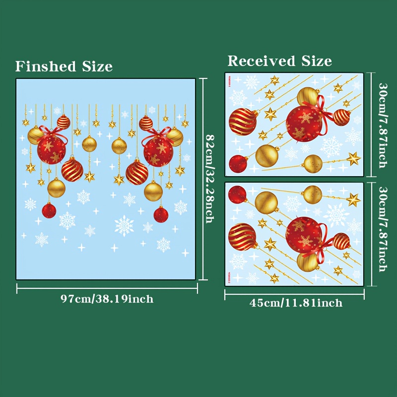 TEMU Deux autocollants de Noël en verre, mesurant 11,81 x 17,72 pouces, avec pour une visibilité double face, parfaits pour les décorations festives