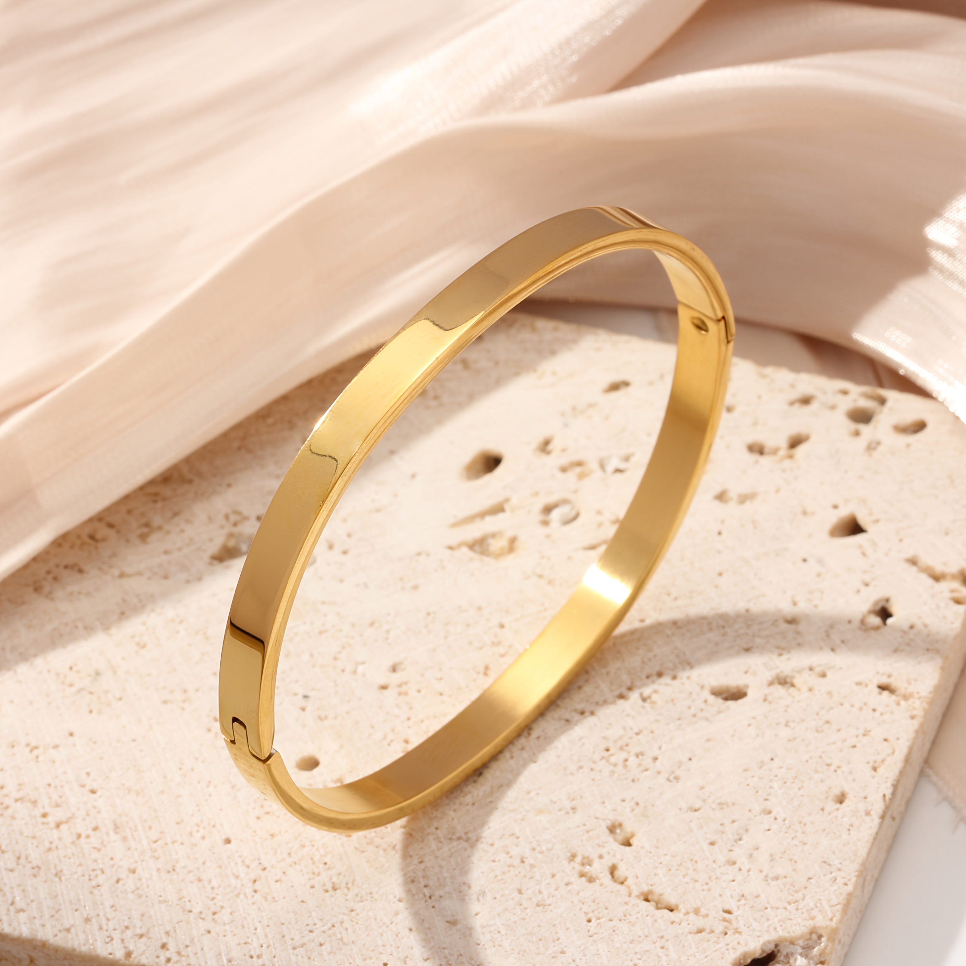 Family Style Glossy Bangle — 18K Gold Plated Minimalist Design