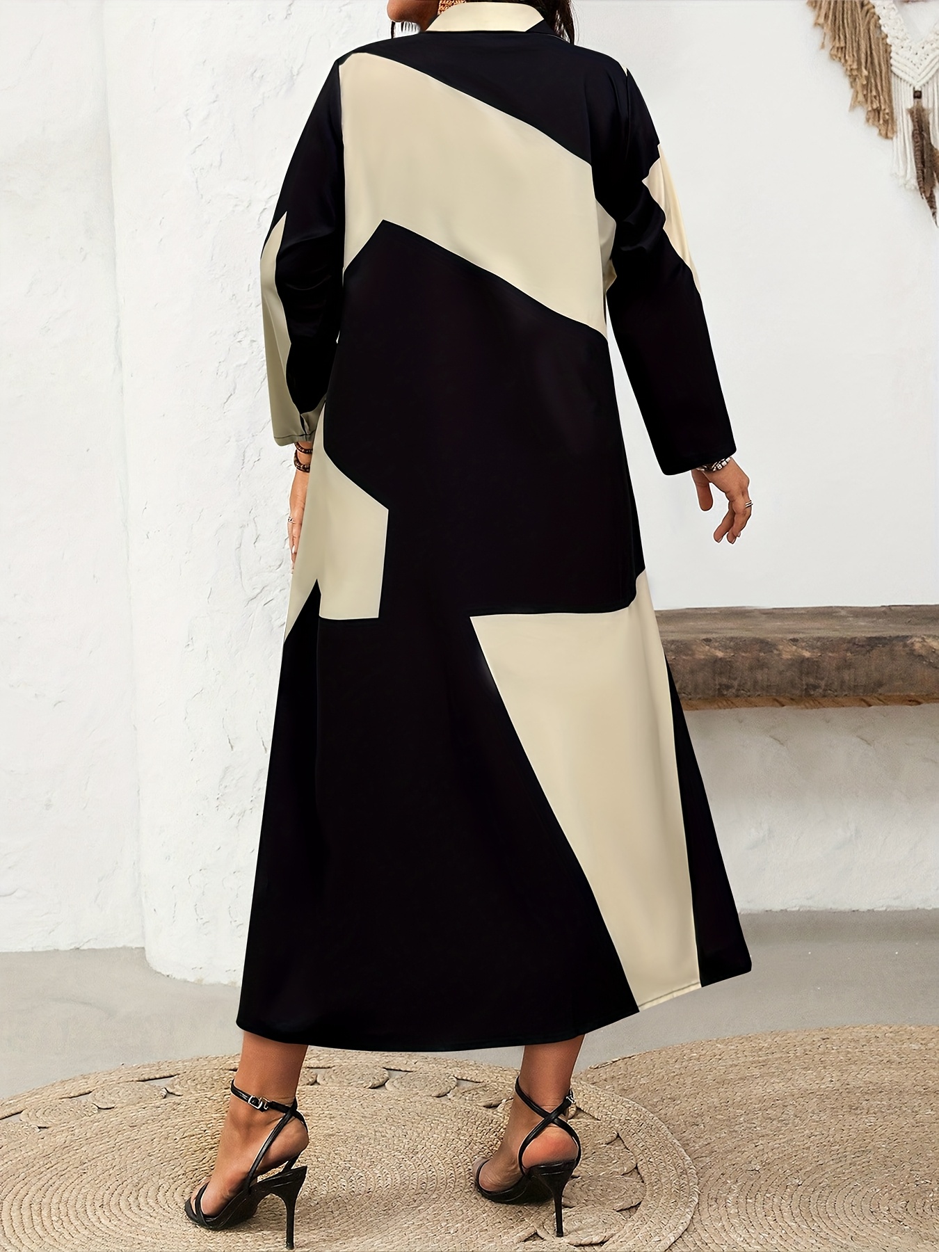plus size apricot black spring autumn casual plus size dress - Temu Ghana