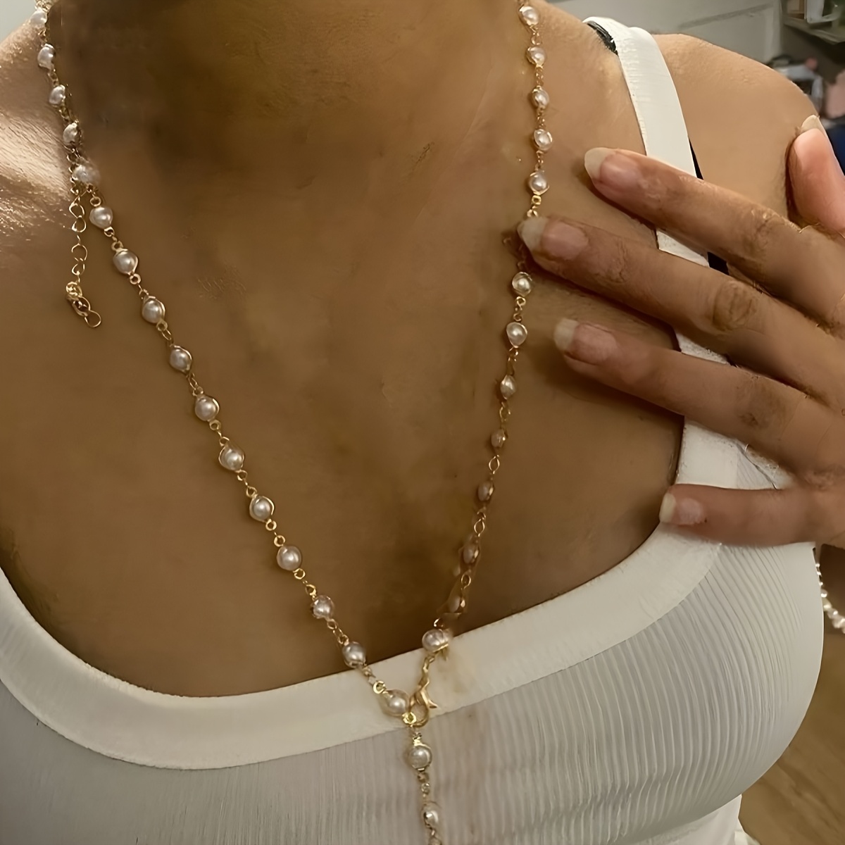 1pc Women's Fashion Y-shaped Necklace, Simple And Elegant Necklace, Versatile Wear For Daily, Dates, Vacations, And Parties, Gift For Mother, Girlfriend, Or Best Friend