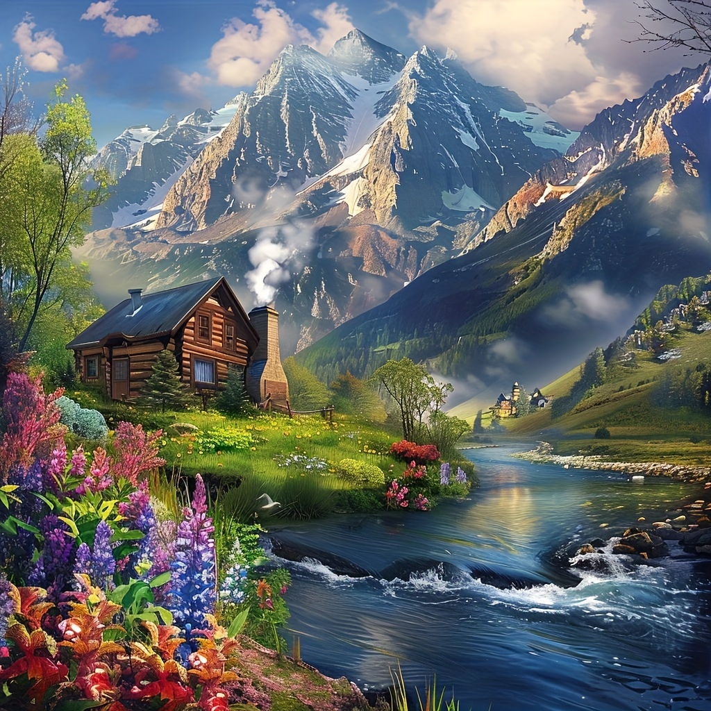 

1pc 40x40cm/15.7x15.7in Without Frame Diy Large Size 5d Artificial Diamond Art Painting Summer Landscape, Full Rhinestone Painting, Diamond Art Embroidery Kits, Handmade Home Room Office Wall Decor