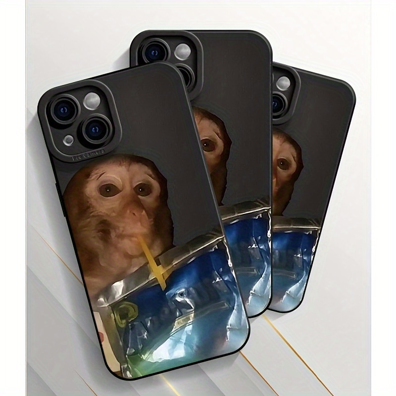 

Monkey Sipping Phone Case, Summer Anti-fall & Shockproof Phone Protector Cover, Full Edge Protection Suitable For Iphone 15/14/13/12/11 Pro Max Phone Case