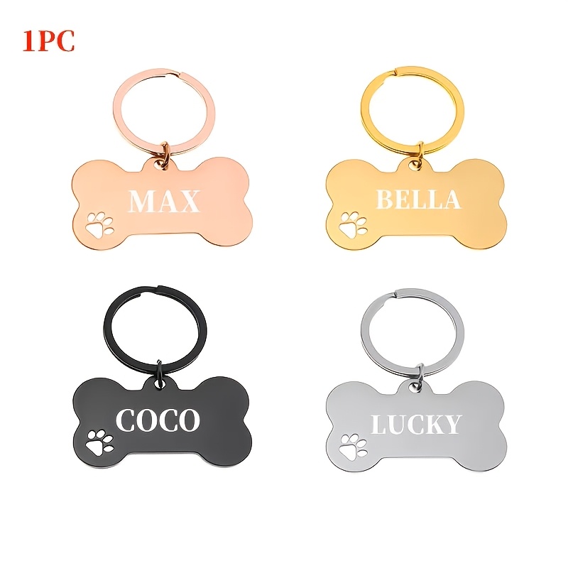 Customized Bone Dog Tag for Pets, Engraved Name Tag for Dogs and Cats