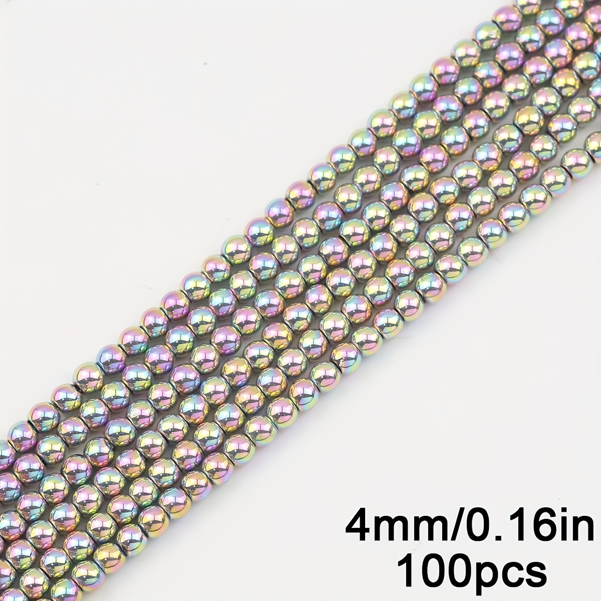 TEMU [ Display] Assorted Sizes Hematite Beads - Round Spacer Beads For Making, Bracelets, Necklaces, Earrings & Crafts, Beads For Jewelry Making