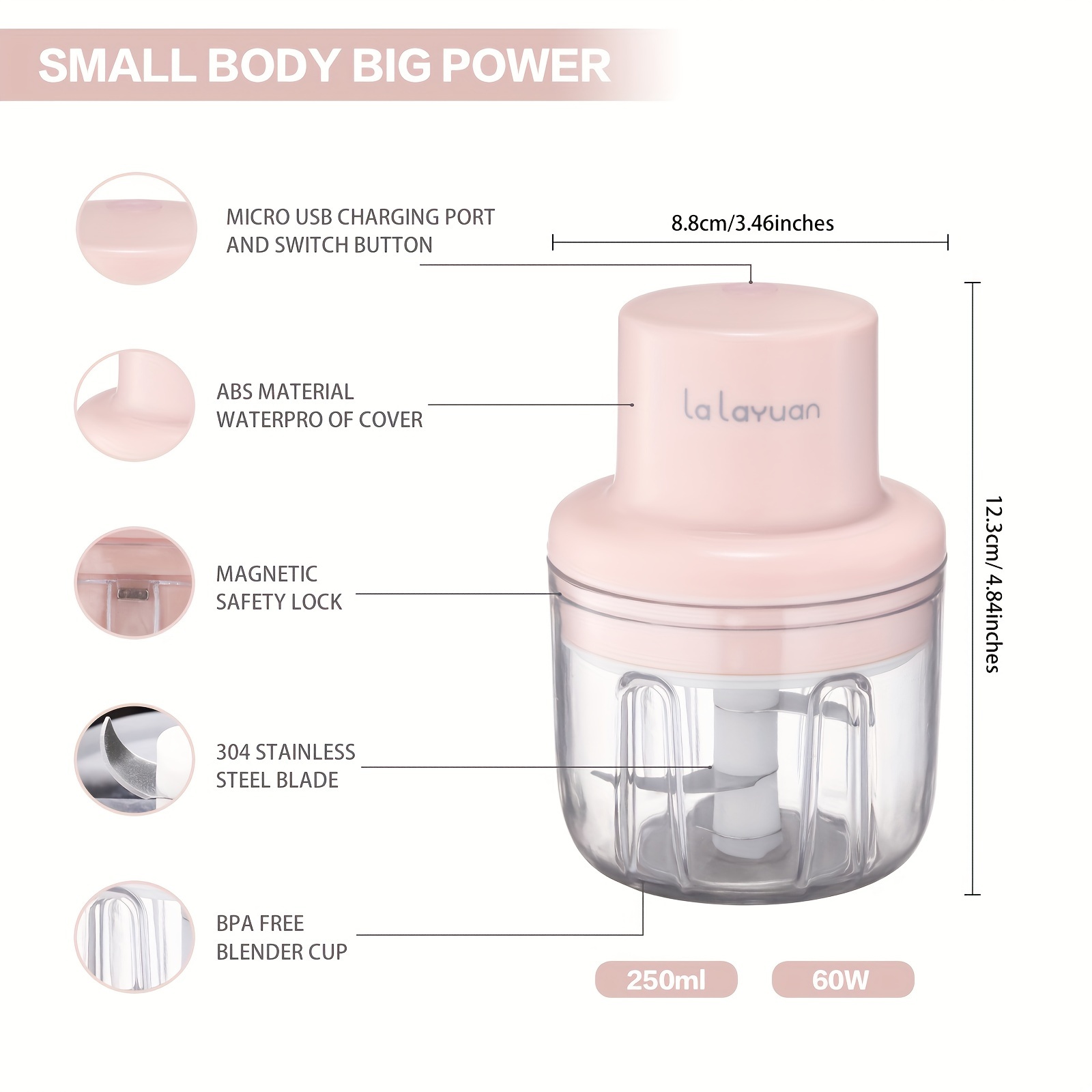 electric garlic chopper 250ml usb charging mini food processor electric food chopper garlic mincer chili crusher portable garlic slicer for salad onion carrot tomato slicer vegetable mincer cutter for ginger meat grinder for   prep Product details 7
