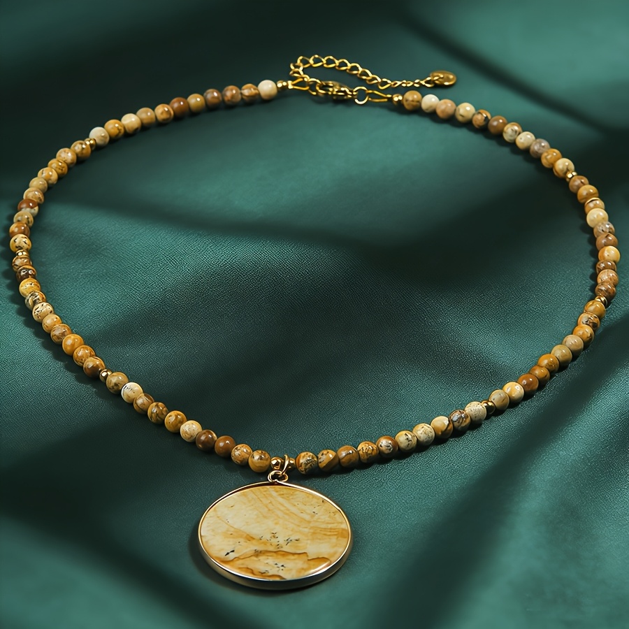 Elegant Natural Stone Necklace with Golden Spacer Design