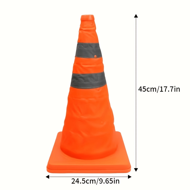 TEMU 1pc Foldable Reflective Road Cone, Portable Telescopic Ice Cream Cone Bucket, Vehicle Emergency Warning Cone, Construction Barrier