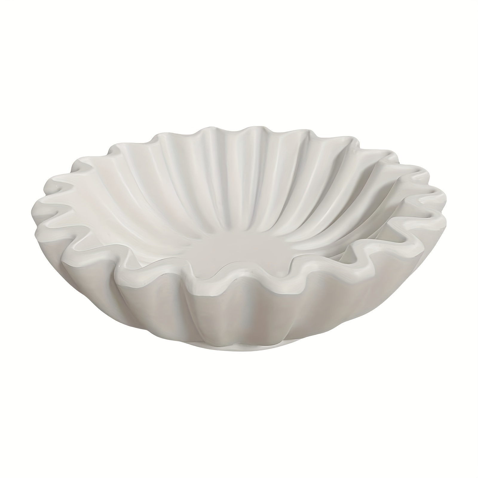 TEMU 1pcs Decorative Bowl, 6 Inch Fluted Ruffle Bowl, Scalloped Bowl Resin Decorative Bowl, Ideal Decorative Bowls For Home Decor, Decorative Trays Fruit Bowl For Home Decor