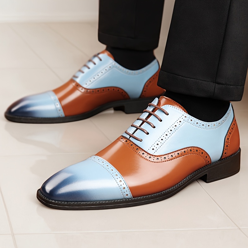 TEMU Business Men's Plus Size Color Fashionable Casual Shoes, Comfortable, Wear-resistant And Non Slip Rubber Sole, Suitable For Office, Party And