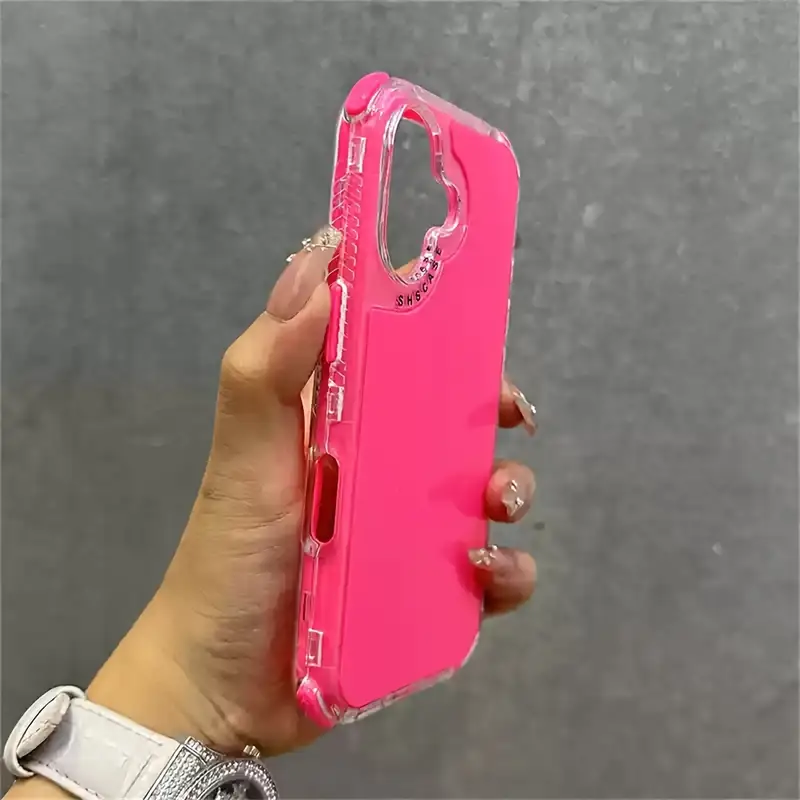3-IN-1 Fluorescent Hot Pink Clear Phone Case for iPhone 17 air 16 15 14 13 12 11 Pro * Soft Back Cover 3-IN-1 Fluorescent Hot Pink Clear Phone Case for iPhone 17 air 16 15 14 13 12 11 Pro * Soft Back Cover